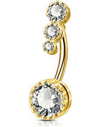 OUFER 316L Surgical Steel Belly Button Rings, Clear CZ Navel Rings, Belly Piercing Jewelry