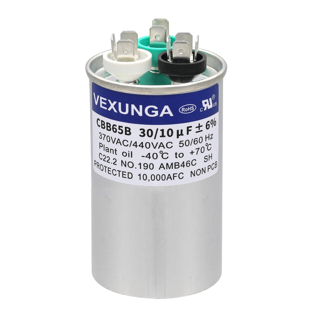 45/5 uF 45+5 MFD 370V or 440V Dual Run Start Round A/C Capacitor 45 5 uF 370 440 Volt VAC CBB65B Air Conditioner Capacitors for AC Unit Fan Motor Start or Heat Pump or Condenser Straight Cool