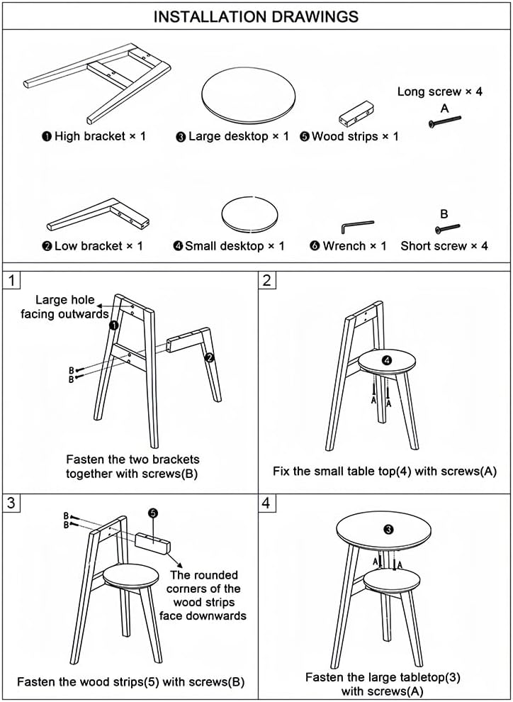 Solid Wood Round Side Table with 2 Open Shelves – Decorative Nightstand & Coffee Table for Bedroom, Living Room, or Study(Brown)