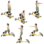 Machine de squat Sissy GYMAX, machine de squat Sissy profonde 3-en-1 avec cercles de sangle et hauteur réglable, parfaite pour les pompes, le squat Sissy et l'entraînement des abdominaux, équipement d'entraînement pour la maison, salle de sport (jaune)
