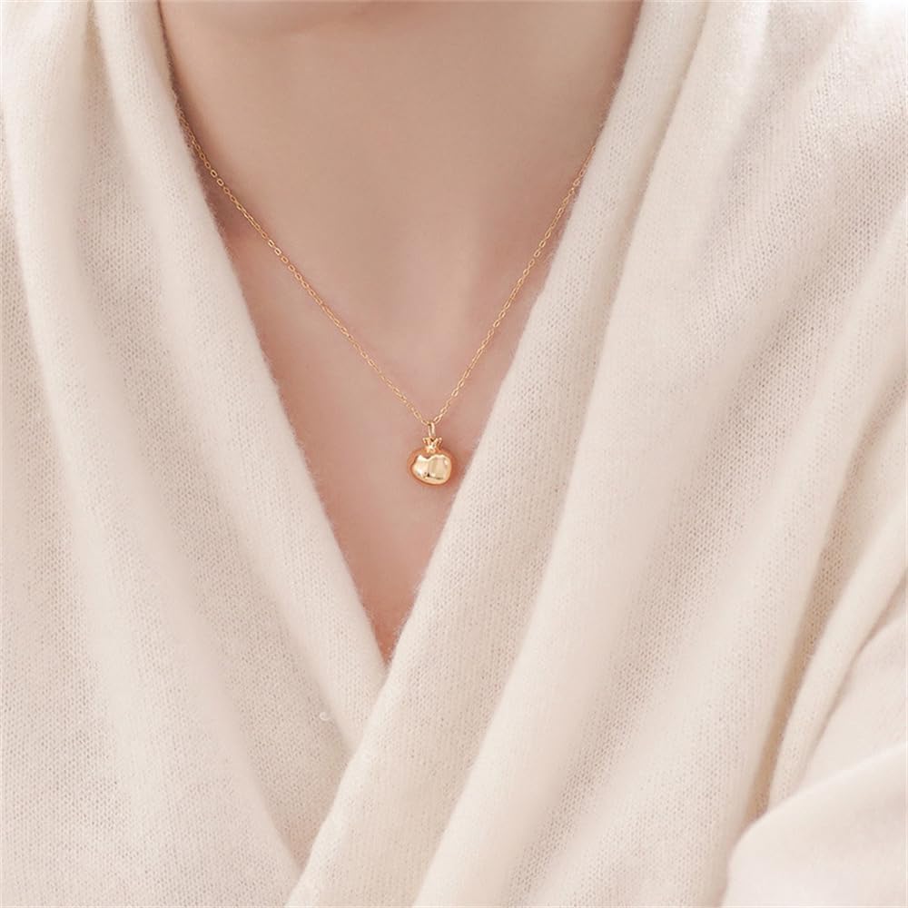 Premium Cubic Zirconia Inlay Red Pomegranate Pendant 18k Gold Plated Stainless Steel Necklaces for Women