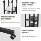 Hadulcet C Shaped Side Table Adjustable, Height Adjustable C Table with Wheels and Storage Shelves for Couch Bed Recliner Dark Grey