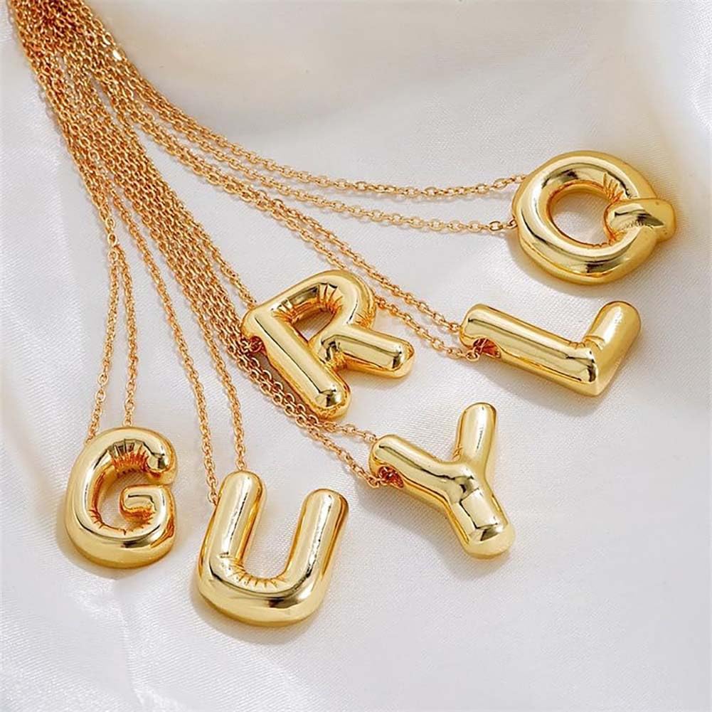 MTINEAPS Gold Initial Necklaces for Women Teens Gifts Trendy Stuff Bubble Letter Pendant Necklaces Gold Jewelry Birthday Gifts for Women Teen Her Mom Sister A