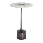 Creative Co-Op 12" R Marble & Metal Sunburst Table with Pedestal Base
