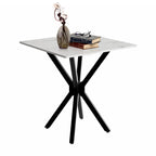 Round Marble Side Table Set of 2, Modern Style End Table with Sintered Stone Top and Black Metal Legs, Small Sofa Coffee Table for Living Room Bedroom (White, 20" x 20 "x 22")
