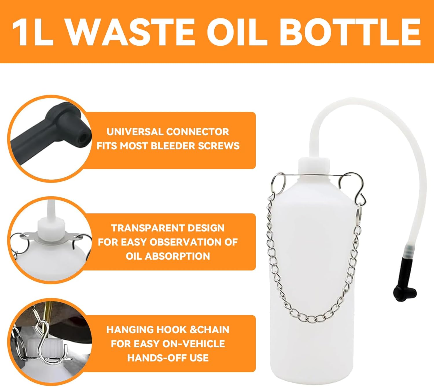 3L Brake Bleeder Kit, Manual Brake Bleeder Vacuum Pump Kit, Brake Fluid Bleeder Kit With 1l Brake Bleeder Bottle And 4 Master Cylinder Adapters, Brake Bleeding Kit Suitable for Most Vehicles