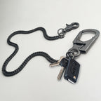 Ahiller Herre Tegnebogskæde, 25" Lomme Kæde, Lang Nøglering Med Dobbelt Låsemekanisme, Kraftig Biker Kæde, Punk Buksekæde, Bæltekæde.(QK-Gunmetal-JR-1P)