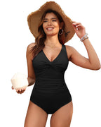 Holipick Sort Kvinder Mavekontrol Énstyks Badedragt - Push Up Badedragt Fuld Dækning Slankende Badetøj L