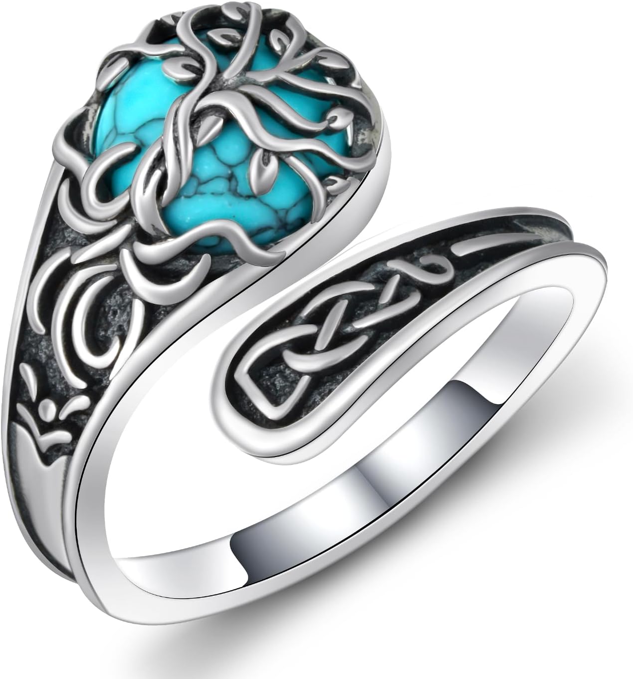 Spoon Rings for Women 925 Sterling Silver Turquoise Spoon Rings Vintage Thumb Rings Jewelry Gifts for Women Men