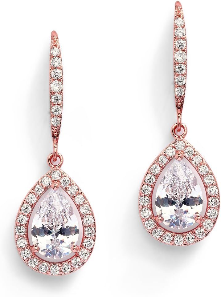 Mariell Cubic Zirconia Crystal Bridal Dangle Earrings, Drop Earrings with Euro Wire Tops, Wedding Earring for Women, Brides, Bridesmaids and Prom