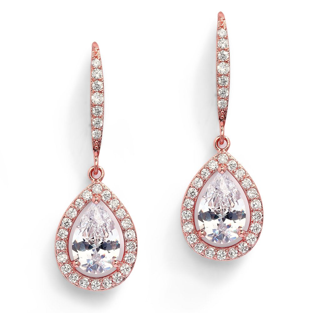 Mariell Cubic Zirconia Crystal Bridal Dangle Earrings, Drop Earrings with Euro Wire Tops, Wedding Earring for Women, Brides, Bridesmaids and Prom