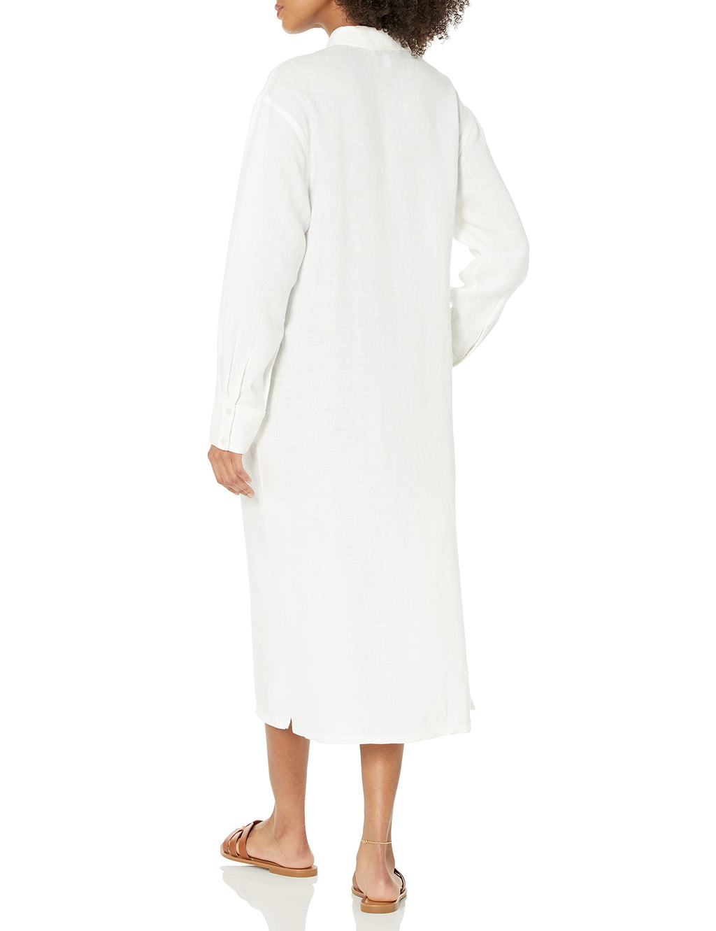 The Drop Women's Fiona Relaxed Linen Midi Shirt Dress, White, 3X, Plus Size