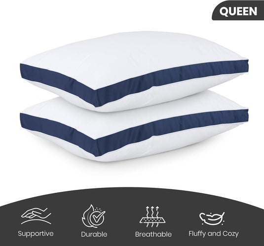 Utopia Bedding Bed Pillows for Sleeping Queen Size (White), Set of 2, Cooling Hotel Quality, Gusseted Pillow for Back, Stomach or Side Sleepers