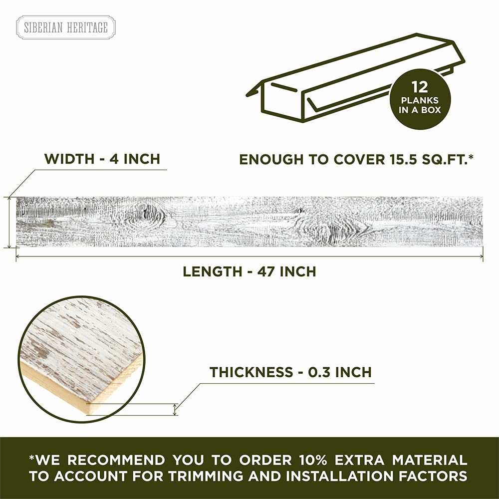 Białe odzyskane deski z drewna stodołowego postarzałe, przetarte, antyczne płytki, deski do paneli, drewniana ściana, drewniane tło, rustykalny wystrój farmy, fartuch kuchenny, rękodzieło DIY, długość 47" (szerokość 12, 4 cale)