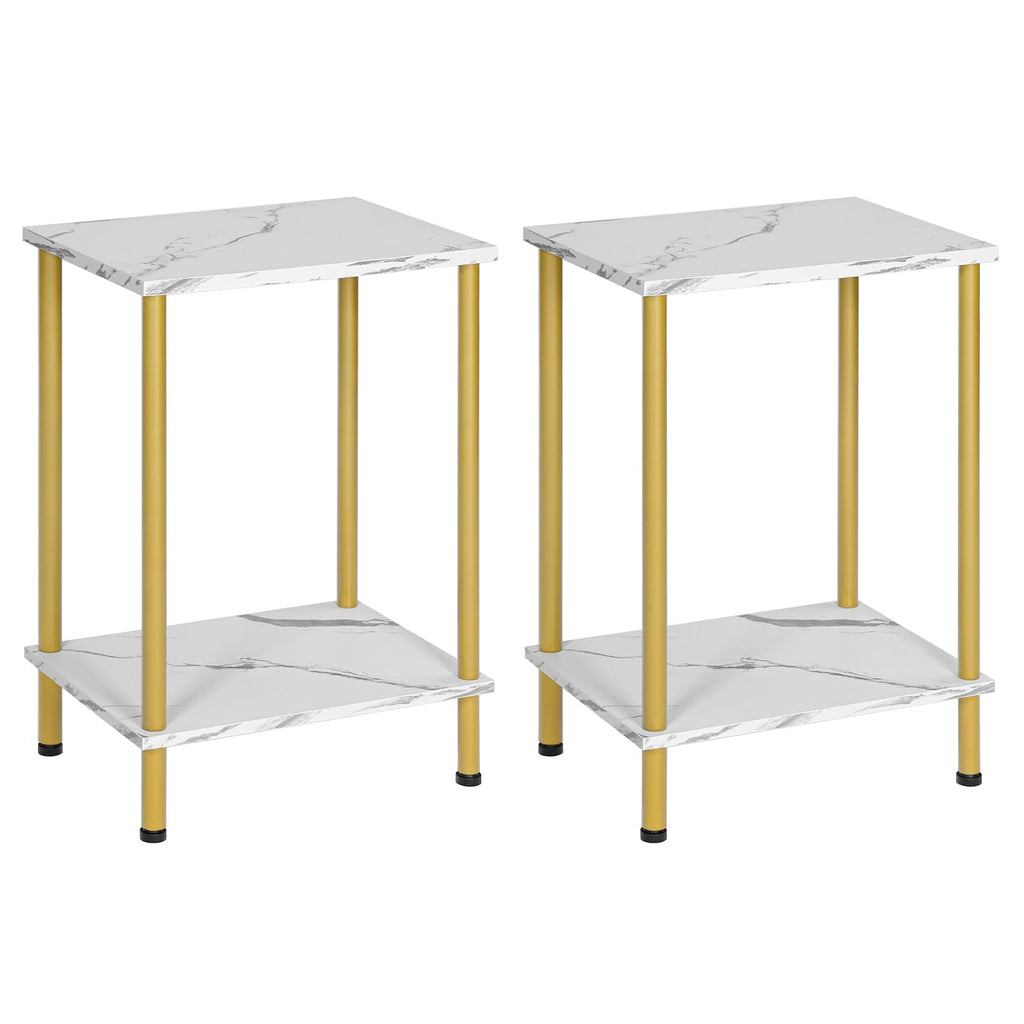 HOOBRO End Table, Small Side Table, Nightstand with 2-Layer Storage Shelves, Sofa Table for Small Spaces, Living Room, Bedroom, Stable Frame, Easy Assembly, Rustic Brown BF09BZ01