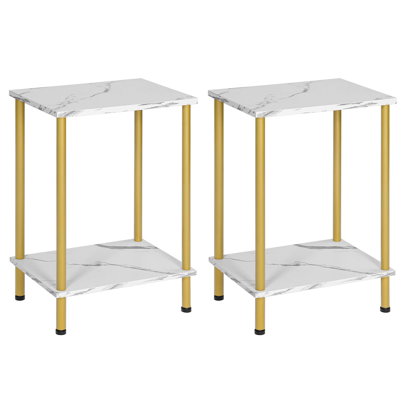 HOOBRO End Table, Small Side Table, Nightstand with 2-Layer Storage Shelves, Sofa Table for Small Spaces, Living Room, Bedroom, Stable Frame, Easy Assembly, Rustic Brown BF09BZ01