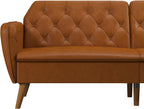 Novogratz Tallulah Memory Foam Futon, Convertible Couch, Camel Faux Leather