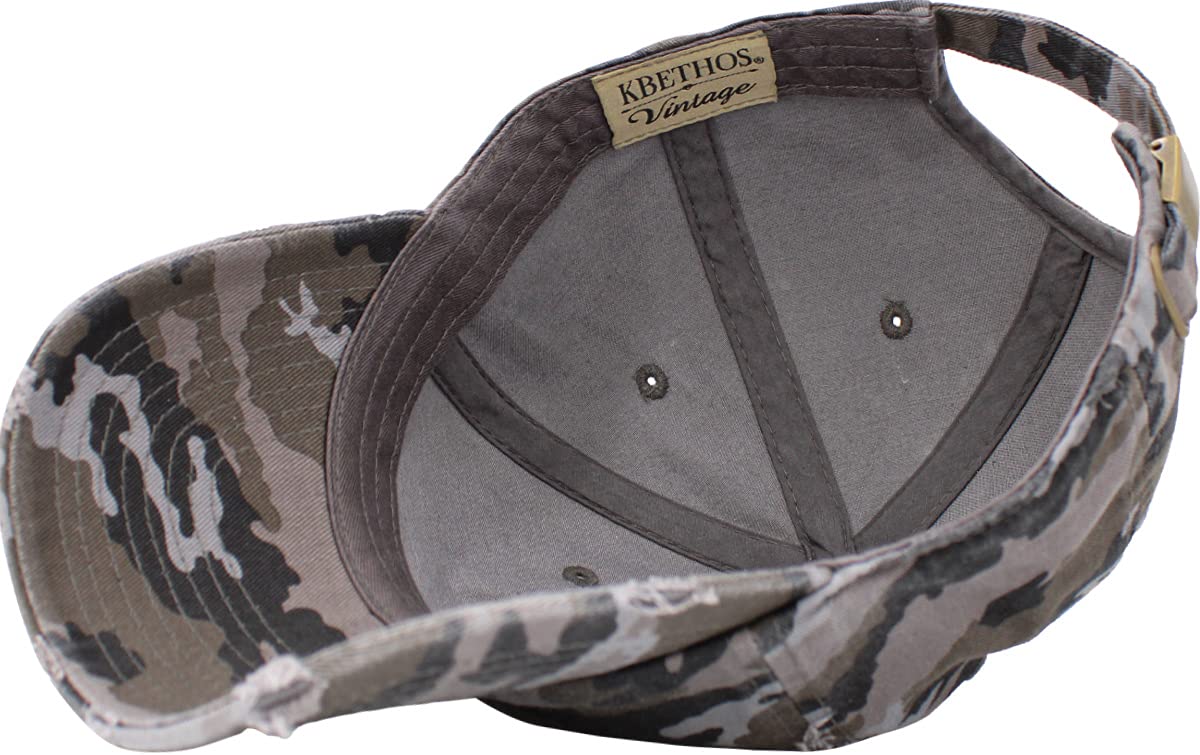 Casquette de baseball en coton vintage lavé KBETHOS KBE-VINTAGE BLK-CAM, camouflage noir