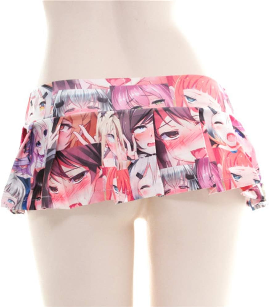 Lichma Mini Skirt,Women Sexy Cosplay Japanese Schoolgirls Anime Print Pleated Skirt Lingerie Sleepwear Nightwear
