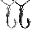 abooxiu Fishing Hook Urn Necklace for Ashes Fish Hook Stainless Steel Cremation Jewelry Memorial Pendant Keepsake for Men
