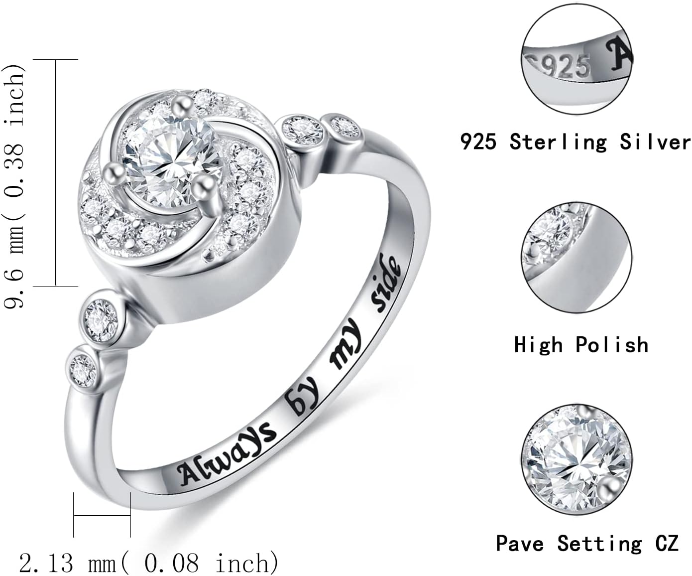 Urn Rings for Cremation Ashes Circle of Life 925 Sterling Silver Always by my side Keepsake Rings Memorial Jewelry for Women