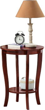 Convenience Concepts American Heritage Round End Table with Shelf, Mahogany