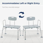 Drive Medical 12011KD-1 Tub Transfer Bench For Bathtub, Height Adjustable Shower Bench with Backrest, Shower Seat Shower Chair Bath Chair for Elderly, Seniors, Arm Support for Transfer, 400 Weight Cap