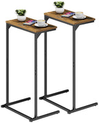 TUTOTAK C Shaped End Table, Tv Tray, Small Side Table, 28.7 inch Tall Couch Table, Tray Table, Sofa Table, Living Room, Bed Room, Brown TB01BB071