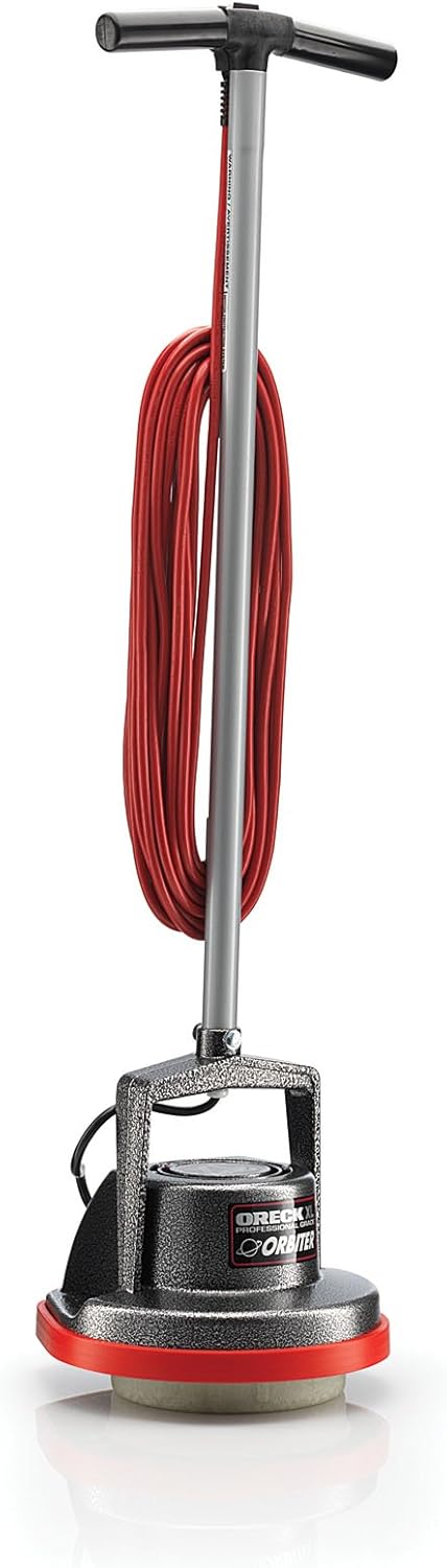 Oreck Commercial Orbiter Hard Floor Cleaner Machine, Multi-Purpose Floor Cleaning, Random Orbital Drive, Wide Cleaning Path, 50-Foot Long Cord, ORB550MC, Gray/Red