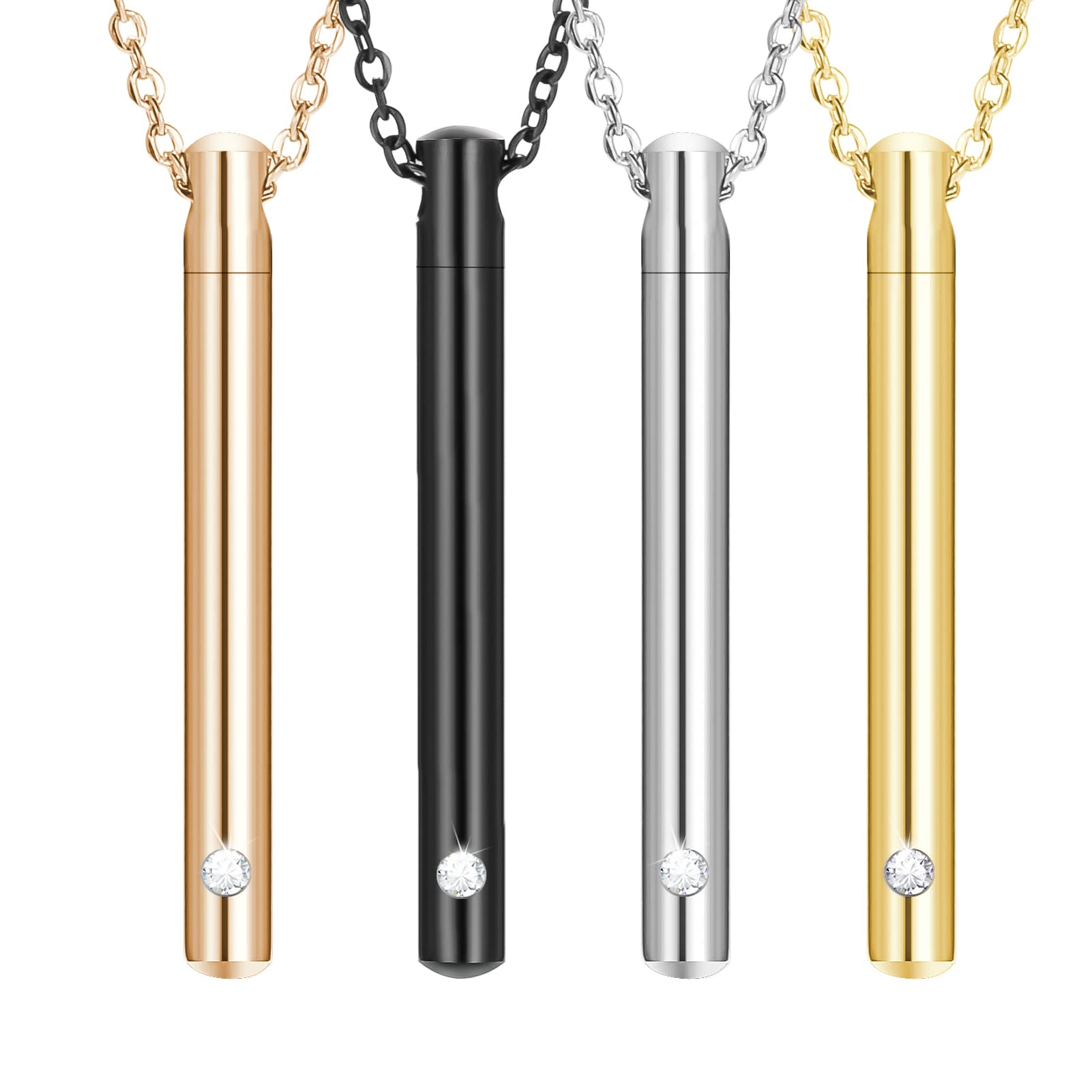 XIUDA Urn Necklace for Ashes Stainless Steel Cremation Necklace with Crystal Memorial Pendant Necklace