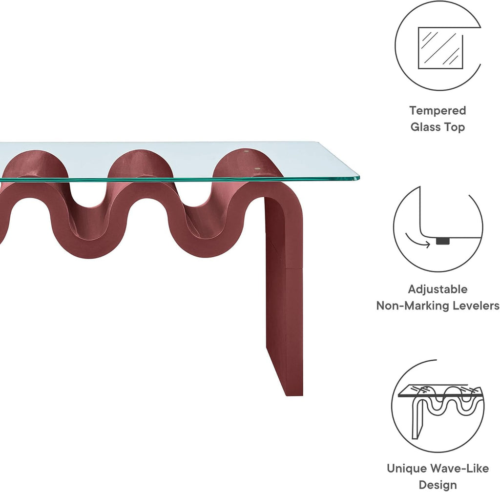 Modway Ondine Glass and Wood Coffee Table in Spiced Apple