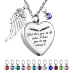 Dletay Heart Urn Necklace for Ashes with 12 Birthstones Cremation Jewelry for Ashes -Your Wings Were Ready My Heart Was Not