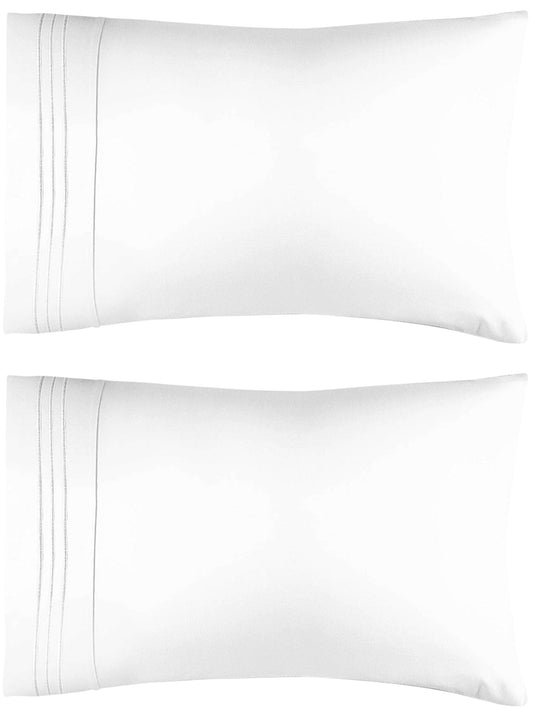 Queen Pillow Cases Set of 2 - Soft, Hotel Quality Pillowcase Covers - Comfy, Luxury Bedding for Women, Men, Kids & Teens - Machine Washable Pillow Protectors - 2 Piece - Queen Size White Pillow Cover