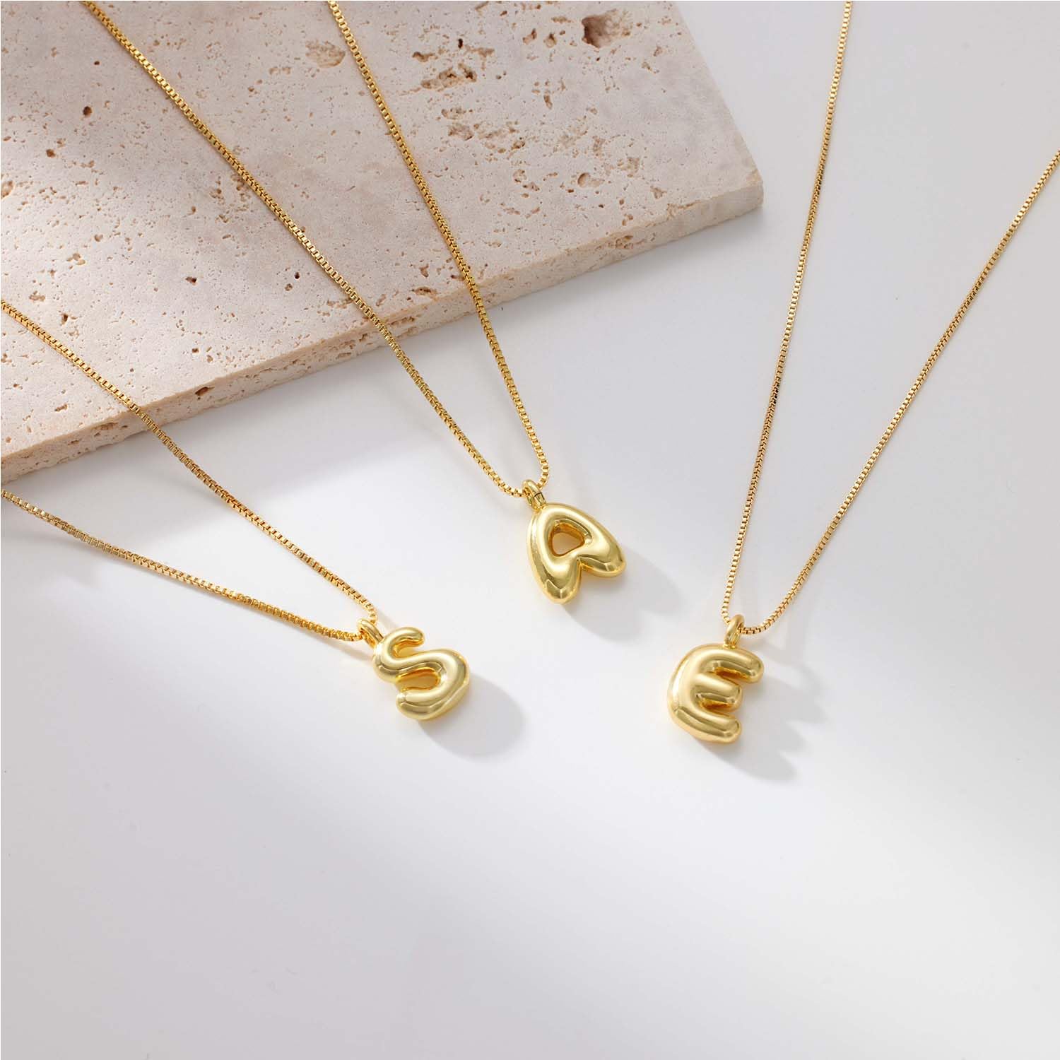 Thaivor Bubble Letter Necklace Gold Initial Necklaces for Women Trendy 14K Gold Plated Dainty Charm Pendant Name Necklace Personalized Gold Jewelry Gift for Women