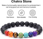 GelConnie Lava Rock Chakra Bracelet 7 Chakra 8mm Natural Stone Healing Bracelet Stress Relief Yoga Beads Anxiety Bracelet Aromatherapy Essential Oil Diffuser Bracelet Bangle