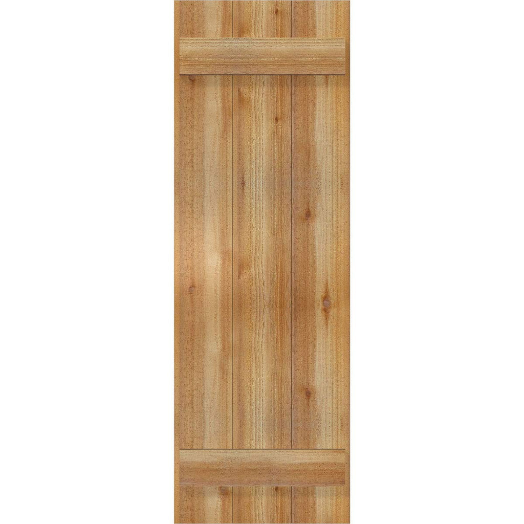 Ekena Millwork RBJ06S16X048RWR TimberCraft Three 5 3/8" Boards Joined Board-n-Batten, Rustic Wood Shutters (Per Pair), 16 1/8"W x 48"H, Rough Sawn Western Red Cedar