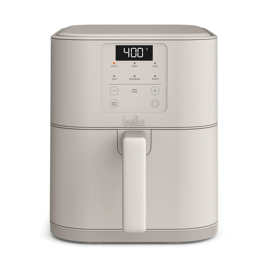 bella 4Qt Slim Air Fryer, Fits-anywhere™ Kitchenware, EverGood™ Ceramic Nonstick Coating, Adjustable Temperature, 6 Preset Cooking Options, 60 Min Auto Shutoff w Audible Tone, 3.3lb Capacity, Blossom