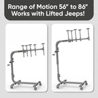 Hard Top Remover Lift for Jeep Wranglers: 2007-to-Present JK/JKU/JL/JLU + CJ, 2&4 Door + Lifted Jeeps. Quick & Easy Assembly. One Person System. Hardtop Removal/Installation in Minutes. Patented