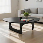 Solid Wooden Modern Triangle Coffee Table: Unique Funky Coffee Tables for Living Room, Oval Mid-Century Irregular Abstract Tea Tables for Patio Office Balcony Bedroom (Natural, 33" L x 22" W x 16" H)