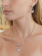 Mariell Rose Gold Vintage Crystal Necklace and Earrings Wedding Jewelry Set for Brides, Bridesmaids, Prom