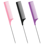 Trati Rat Tail Comb Set, 3Pcs Carbon Fiber Hair Combs for Salon, Hair Styling, Parting, Back Combing, Post Styling and Hair Coloring, Purple|Black|Pink, Lightweight and Durable, Hair Combs for Women