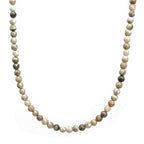 Handmade 4mm Petoskey Coral Bead Necklace Strand, Small Brown Stone Beaded Necklace