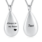 Yinplsmemory Carved Teardrop Keepsake Ashes Necklace Urn Pendant Cremation Memorial Jewelry-Always in my heart