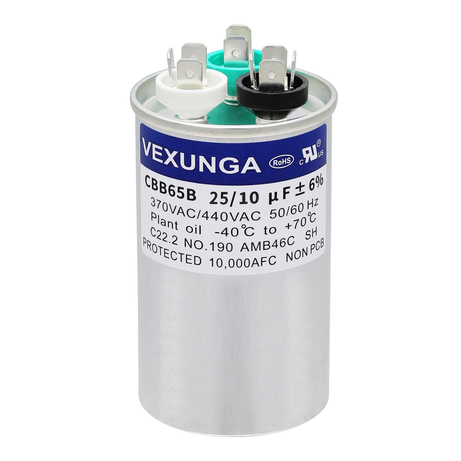 45/5 uF 45+5 MFD 370V or 440V Dual Run Start Round A/C Capacitor 45 5 uF 370 440 Volt VAC CBB65B Air Conditioner Capacitors for AC Unit Fan Motor Start or Heat Pump or Condenser Straight Cool