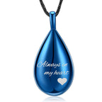 Yinplsmemory Carved Teardrop Keepsake Ashes Necklace Urn Pendant Cremation Memorial Jewelry-Always in my heart