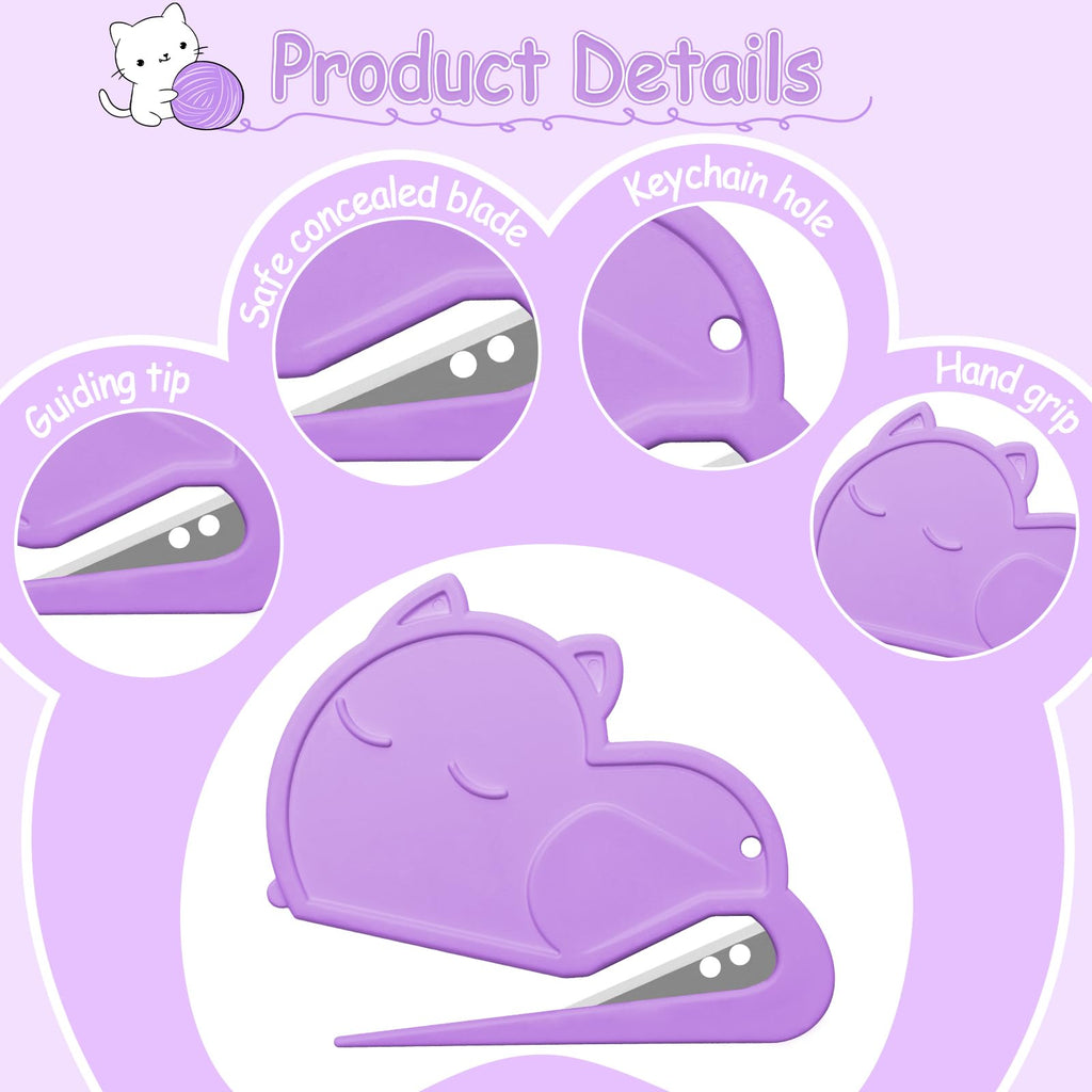 6-pak brevåbner kuvertåbner i katteform, Luxiv kuvertåbner til kvinder, mænds poståbningsværktøj mini sikkert brevpakkeåbningsværktøj til kontor, hjem (6)