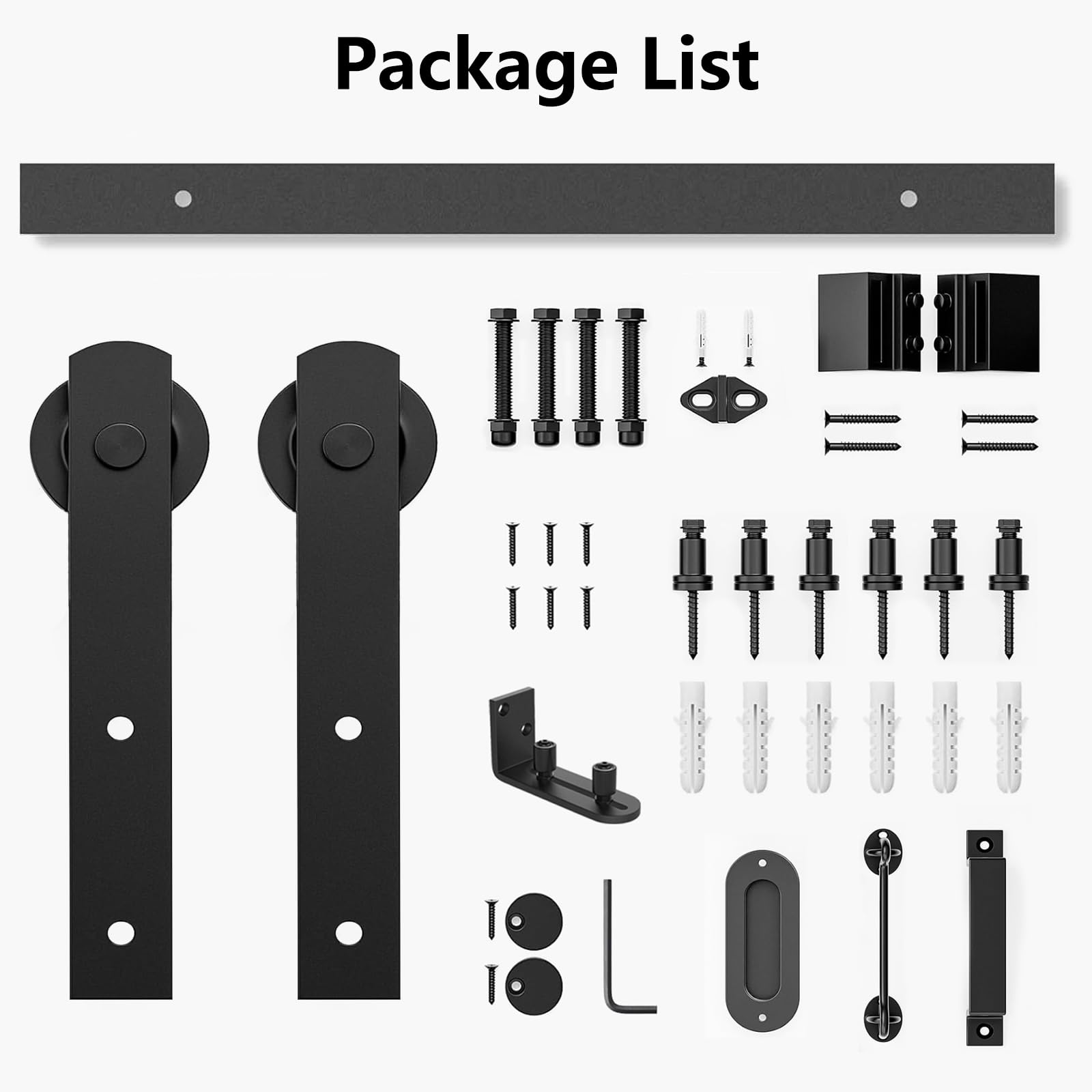 Arti-Life Sliding Barn Door Hardware Kit 6.6 FT Heavy Duty-Smoothly and Quietly- Easy to Install with Adjustable Floor Guide, Door Hook and 2 Handles - Fit 1 3/8-1 3/4" Thickness(I Shape Hanger)