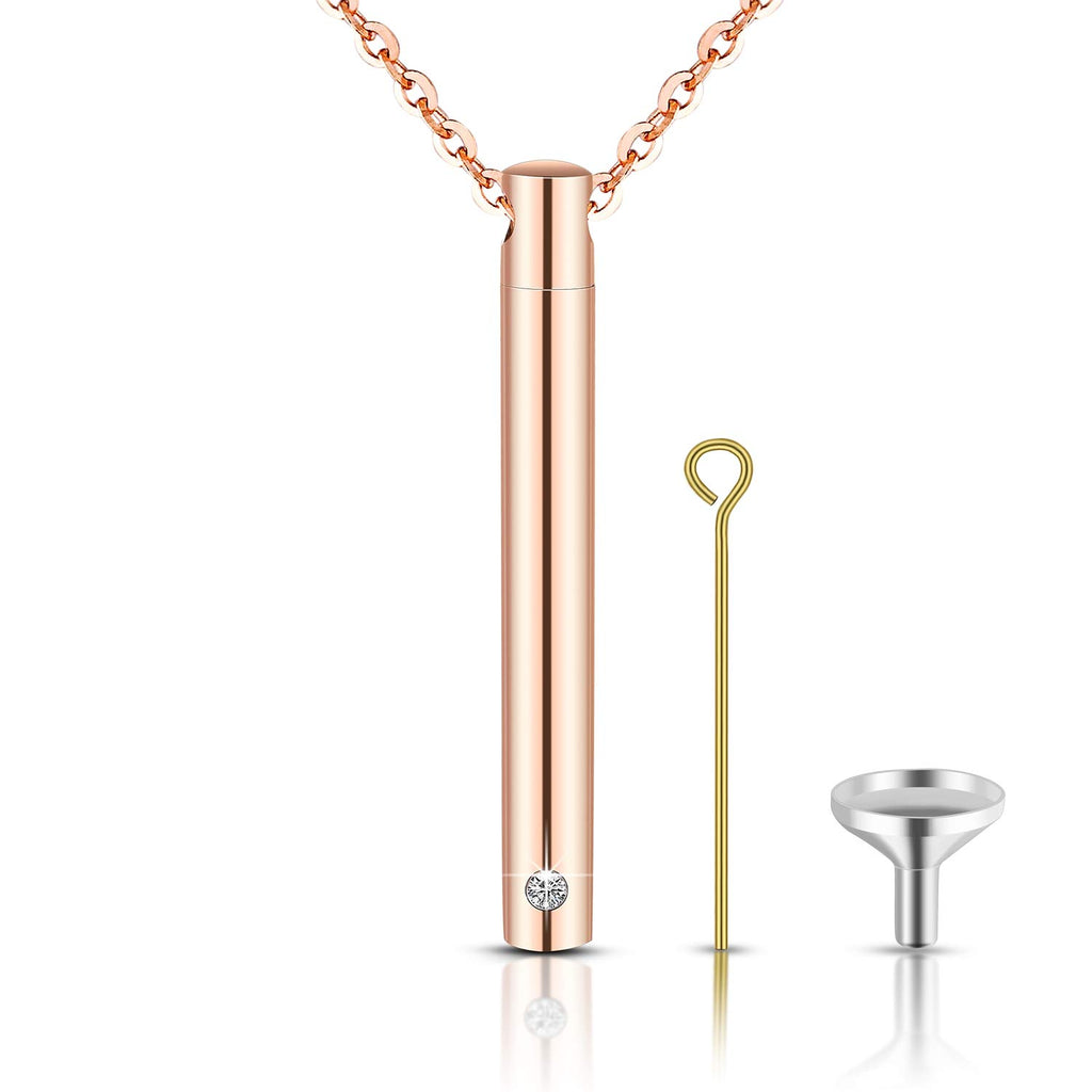 XIUDA Urn Necklace for Ashes Stainless Steel Cremation Necklace with Crystal Memorial Pendant Necklace