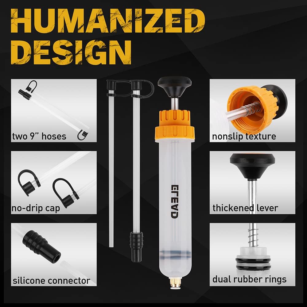 ELEAD 200CC Siphon Pump, Oil Extractor Pump, Oil Pump, Transfer Pump, Fluid Extractor, Fluid Syringe Extractor, Car Vacuum Fuel Transfer, Siphon Pump for Gasoline Hand Cleaner for auto Mechanics