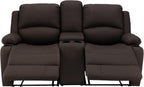 67" Wall Hugger Reclining | RV Theater Seats | Double Recliner RV Sofa & Console | RV Couch | RV Theater Seating | RV Furniture (Manual, Chocolate)